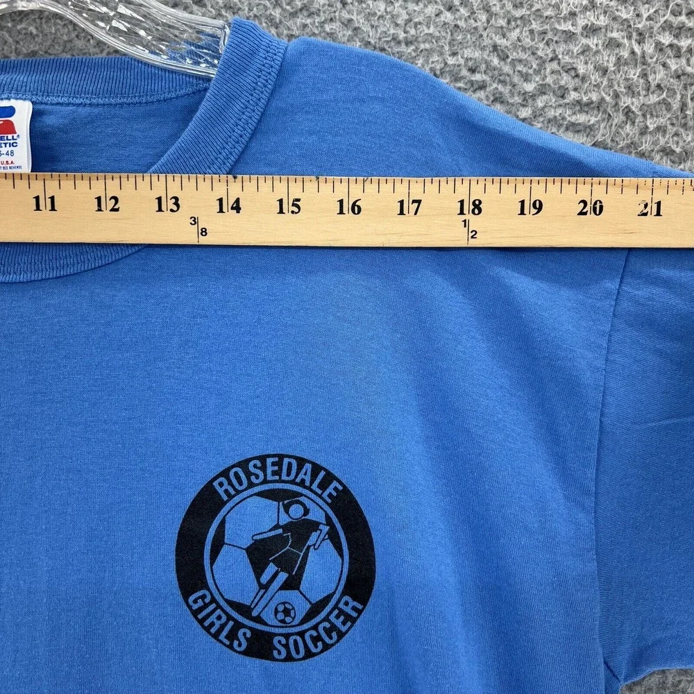 Vintage RUSSELL ATHLETIC T-Shirt Mens XL USA Rosedale Girls Soccer Single Stitch